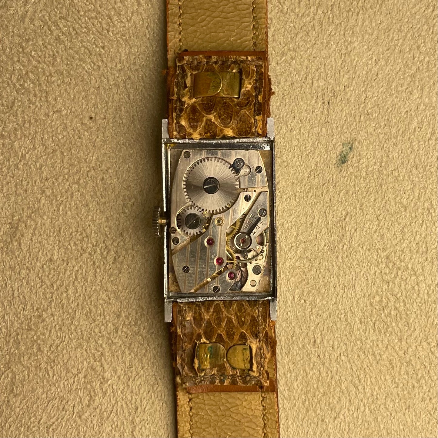 Vintage Alsace men's tank on original crocodile strap